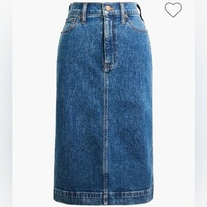 Classic Straight Denim Midi Skirt - Blue